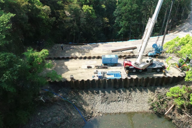 ため池堤体の耐震補強の画像